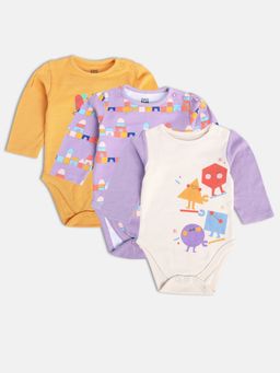 MINI KLUB - New Born and Baby Girls Printed Onesies (Pack of 3)