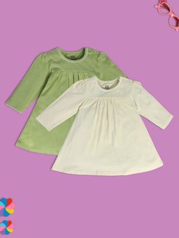 MINI KLUB - Girls Solid Knee Length Dress (Pack of 2)