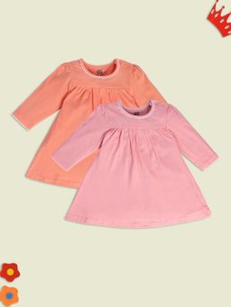 MINI KLUB - Girls Solid Knee Length Dress (Pack of 2)