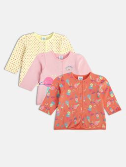 MINI KLUB - New Born and Baby Girls Printed Tops (Pack of 3)