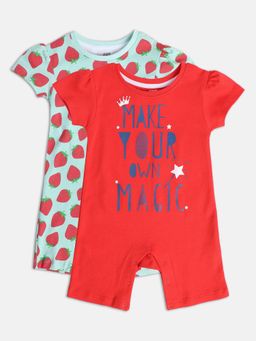 MINI KLUB - New Born and Baby Girls Printed Rompers (Pack of 2)