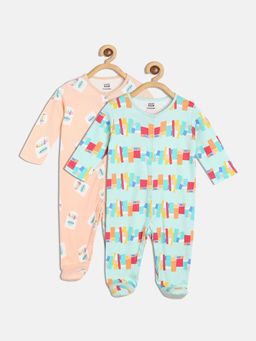 MINI KLUB - New Born and Baby Girls Printed Bodysuits (Pack of 2)