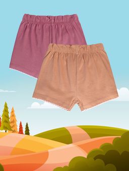 MINI KLUB - New Born and Girls Solid Shorts (Pack of 2)