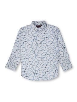 Gini & Jony - Boys White Printed Cotton Full Sleeves Shirt