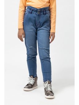 Purple United Kids - Girls Blue Denim Solid Straight Jeans