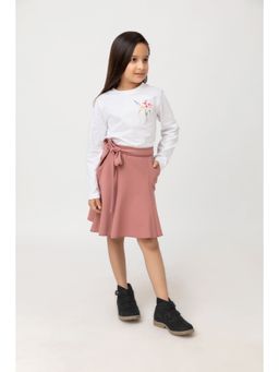 Purple United Kids - Girls Pink Polyester Solid Knee Length Skirt