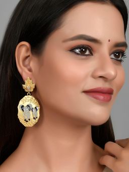 Silvermerc Designs - Gold Plated Hand Painted Ethnic Drop Earrings