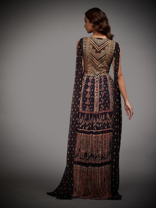 Buy RI.Ritu Kumar Black & Multi Colour Rabari Embroidered Dress Online