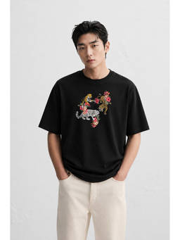 MISCHIEF MONKEY - Men Black Oversized T-Shirt
