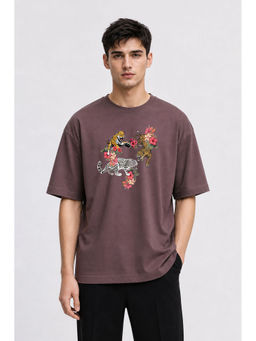 MISCHIEF MONKEY - Men Mauve Oversized T-Shirt