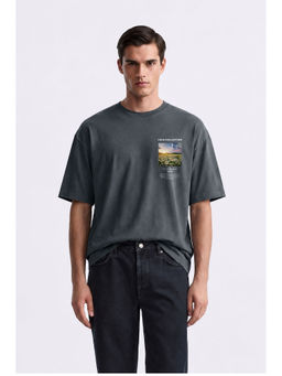 MISCHIEF MONKEY - Men Dark Grey Oversized T-Shirt