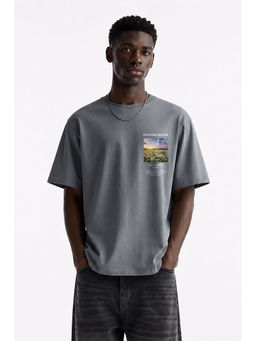 MISCHIEF MONKEY - Men Grey Oversized T-Shirt