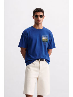 MISCHIEF MONKEY - Men Blue Oversized T-Shirt