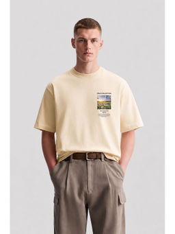 MISCHIEF MONKEY - Men Beige Oversized T-Shirt