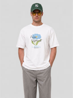 MISCHIEF MONKEY - Men White Oversized T-Shirt