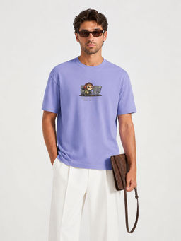 MISCHIEF MONKEY - Men Lavender Oversized T-Shirt