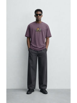 MISCHIEF MONKEY - Men Mauve Oversized T-Shirt