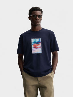 MISCHIEF MONKEY - Men Navy Blue Oversized T-Shirt