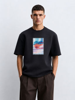 MISCHIEF MONKEY - Men Black Oversized T-Shirt