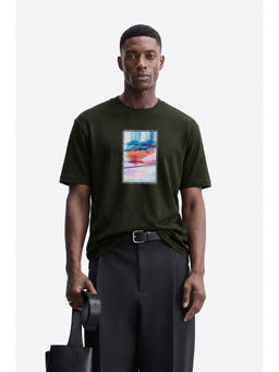 MISCHIEF MONKEY - Men Olive Oversized T-Shirt