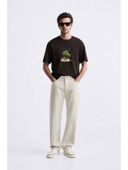 MISCHIEF MONKEY - Men Dark Brown Oversized T-Shirt