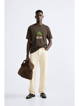 MISCHIEF MONKEY - Men Brown Oversized T-Shirt