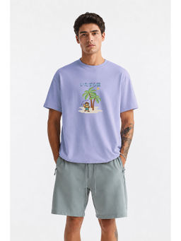 MISCHIEF MONKEY - Men Lavender Oversized T-Shirt