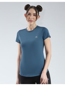 Rock.it - By Womens Solid Round Neck T-shirt - Teal
