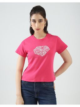Rock.it - Womens Printed Round Neck T-shirt - Pink