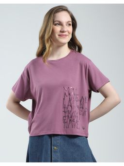 Monte Carlo - Womens Solid Round Neck T-shirt - Mauve