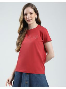 Monte Carlo - Womens Solid Round Neck T-shirt - Rust