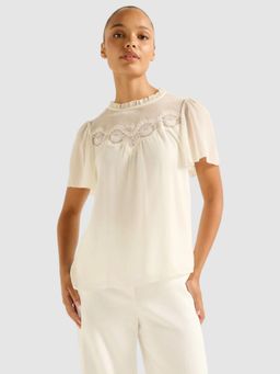 Forever New - Martha Lace Insert Top - Cream