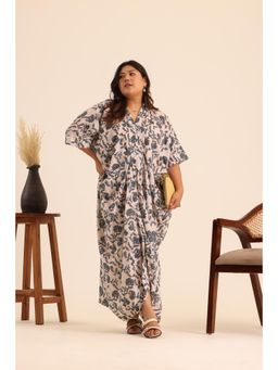 Alaya by Stage3 - Rangrez Maple Dust Draped Kaftan Dress - Multi-Color