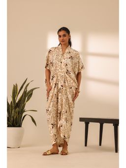 Alaya by Stage3 - Rangrez Nutty Latte Draped Kaftan Dress - Beige