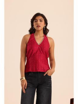 Alaya by Stage3 - Rangrez Hot Pink Halter Neck Top - Pink