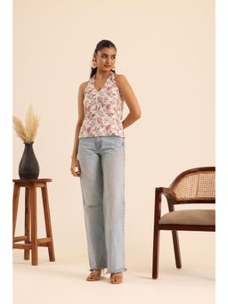 Alaya by Stage3 - Rangrez Rose Latte Halter Top - Multi-Color
