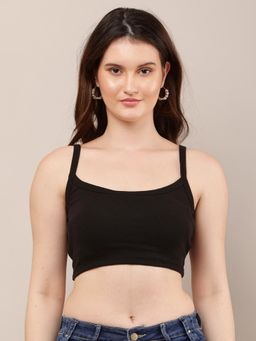 NOBARR - Womens Viscose Shoulder Straps with Sleeveless Black Crop Top - Black