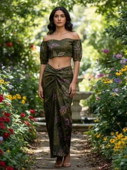 HOUSE OF JAMOTI - Green Tulip-Trim Co-Ord Set