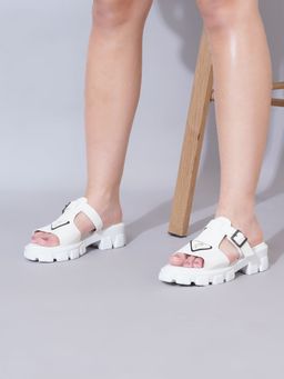 Shoetopia - Chunky White Sandals for Women