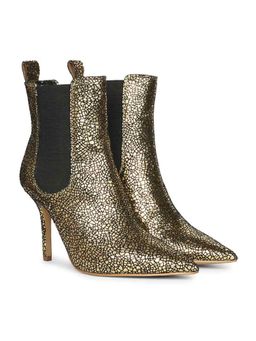 Saint G - Women Gold Metallic Leather Stiletto Chelsea Boots