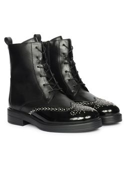 Saint G - Women Black Leather Casual Boots