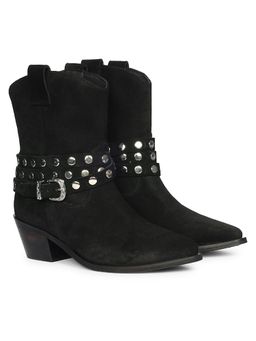 Saint G - Women Black Leather Buckle Casual Boots