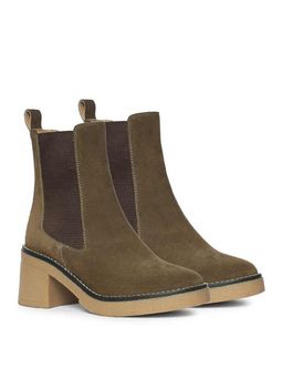 Saint G - Women Green Leather Chelsea Boots