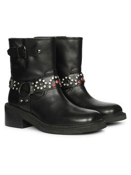 Saint G - Women Black Leather Buckle Boots