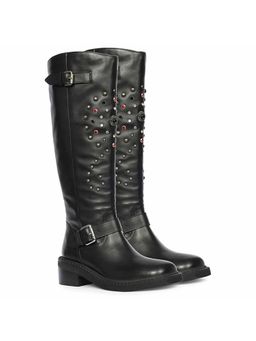 Saint G - Women Black Leather Buckle Boots