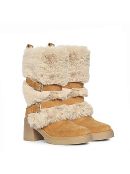 Saint G - Women Tan Suede Leather Buckle Boots