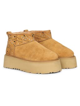 Saint G - Women Tan Suede Leather Casual Boots