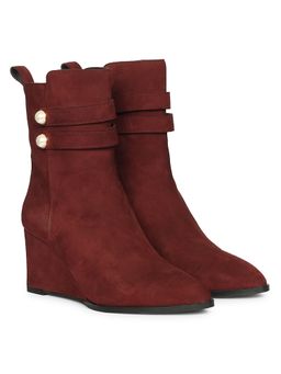 Saint G - Women Red Leather Wedges Casual Boots