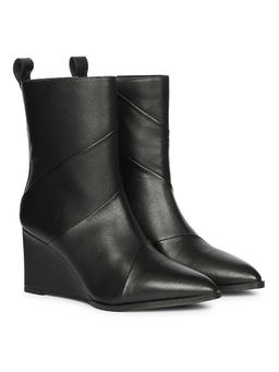Saint G - Women Black Leather Wedge Casual Boots
