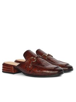 Saint G - Women Brown Croco Leather Mules Heels